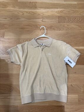Obey Men's Beige Terry Polo with Subtle Logo